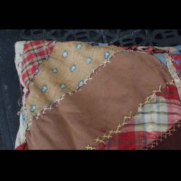 Antique Crazy Quilt Pillow Rustic Boho Folk Art - Picture 5 of 8